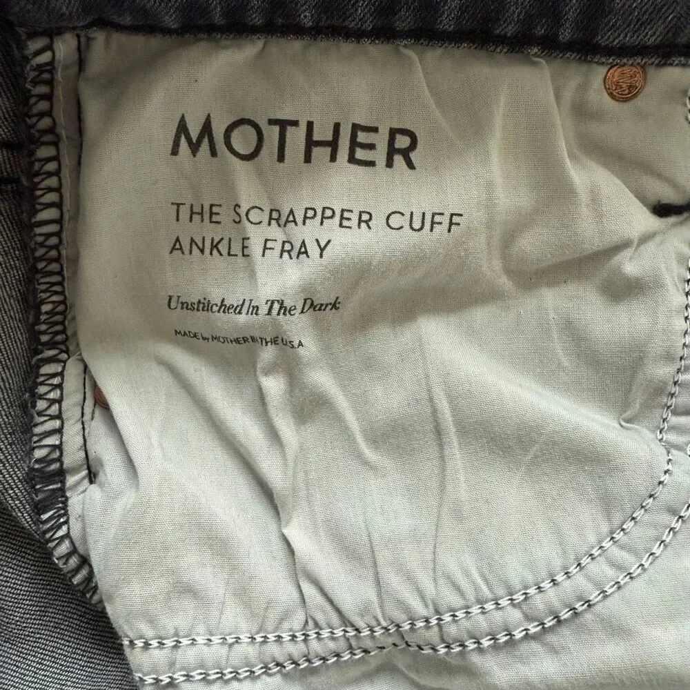 Mother The Scrapper Cuff Ankle Fray Jeans Unstitched in the Dark